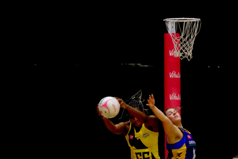 Action shot during the Vitality Super League match between Manchester Thunder and Leeds Rhinos at Studio 001, Wakefield, England on 28th March 2021.