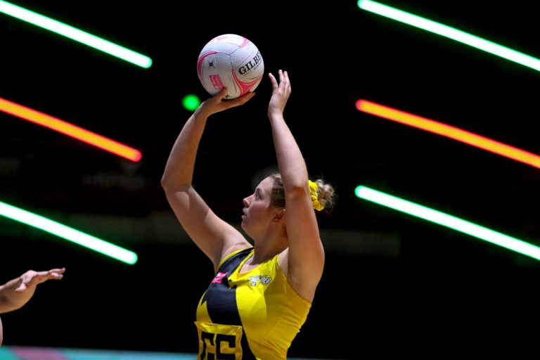 Action shot during Vitality Super League match between Celtic Dragons and Manchester Thunder at Copper Box Arena, London, England on 9th May 2021.